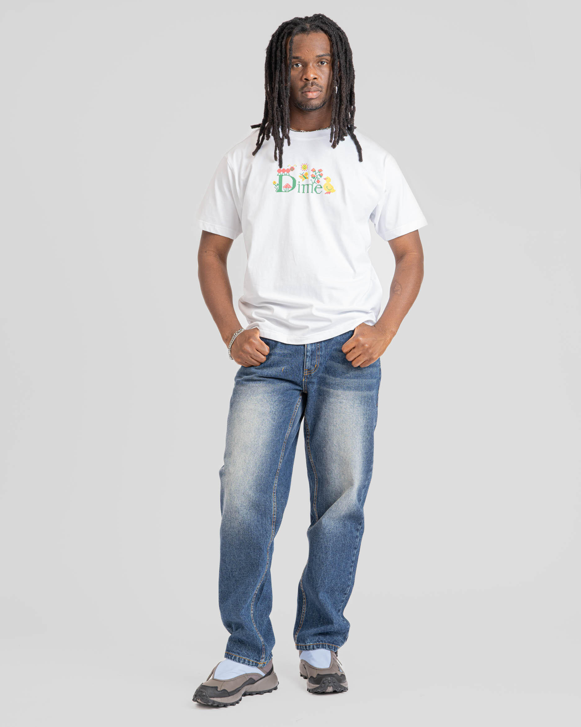 Dime Classic Cross Stitch T-Shirt | DIMESU2560WHT | AFEW STORE